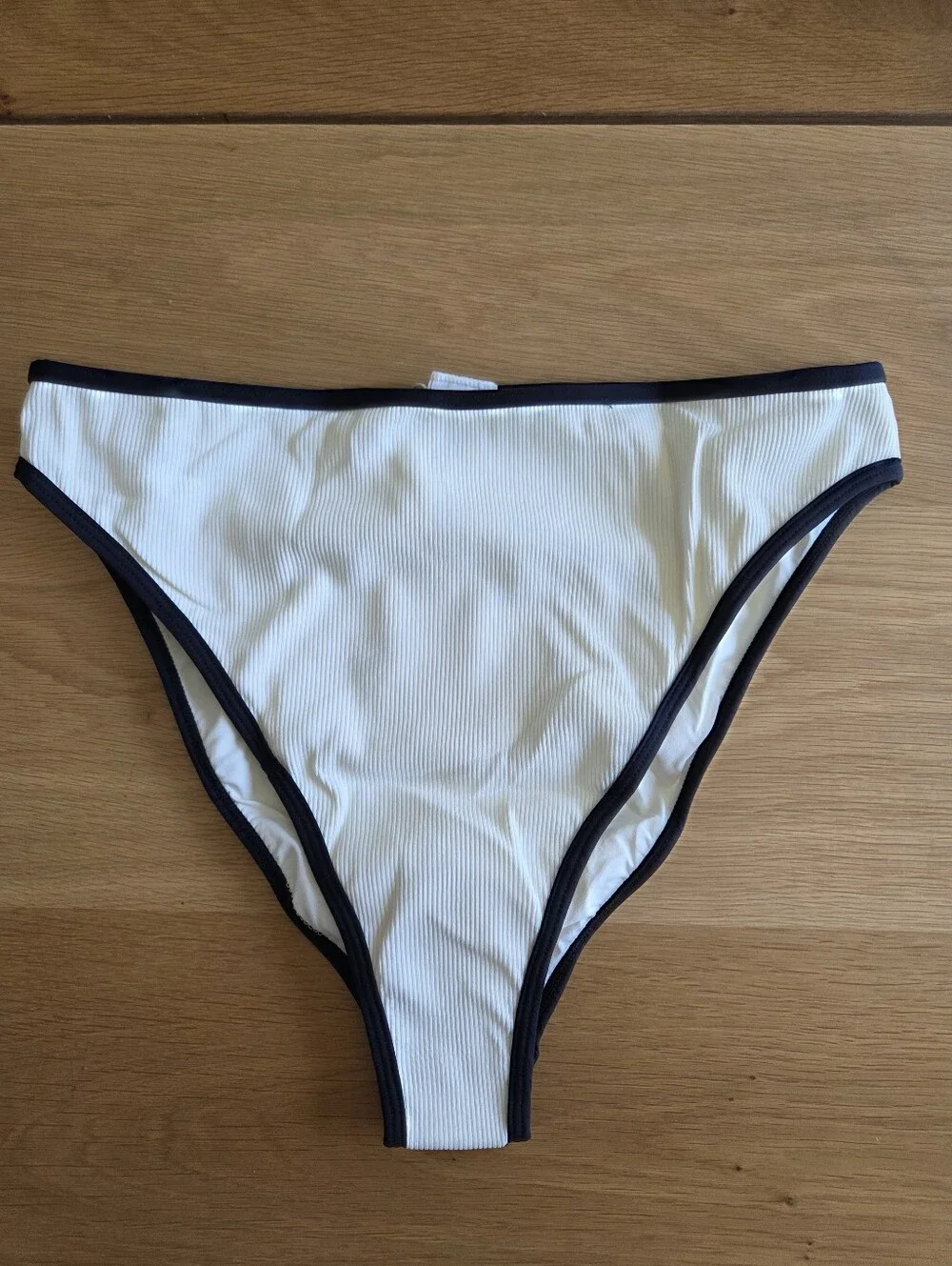 NWT L*Space Nora Bitsy Bikini Bottoms XL Cream Black High Waist High Leg